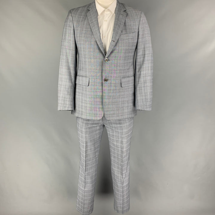 BLACK FLEECE Size 40 Grey Plaid Wool Notch Lapel Suit