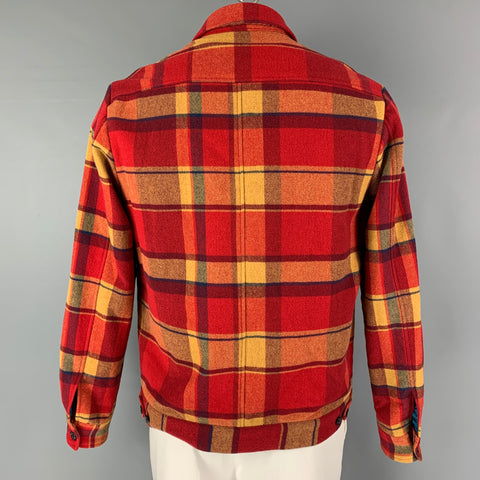 PS by PAUL SMITH Size L Red Yellow Plaid Wool Blend Zip Up Jacket