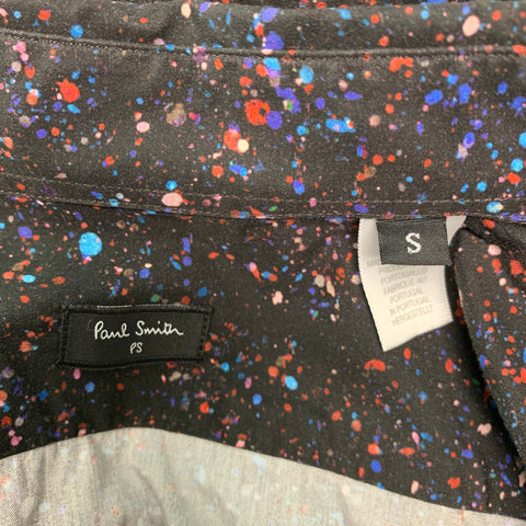 PAUL SMITH Taille S Chemise à manches longues en coton à pois multicolores noirs