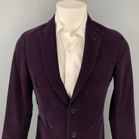 PAUL SMITH Abrigo deportivo con solapa de muesca de pana texturizada berenjena talla 38 Soho Fit