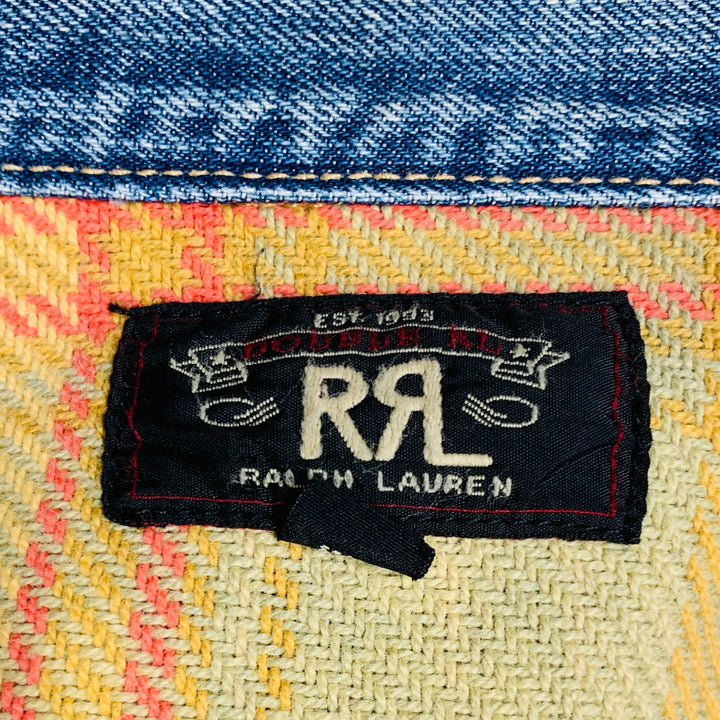 RRL by RALPH LAUREN Size XL Blue Wash Denim Trucker Jacket
