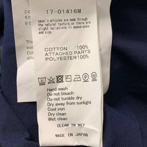 SACAI Size M Navy Solid Cotton Button Up Long Sleeve Shirt