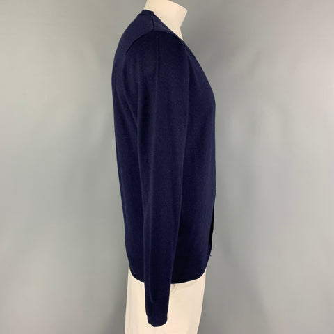 KITON Size L Navy Cashmere Silk V-Neck Cardigan