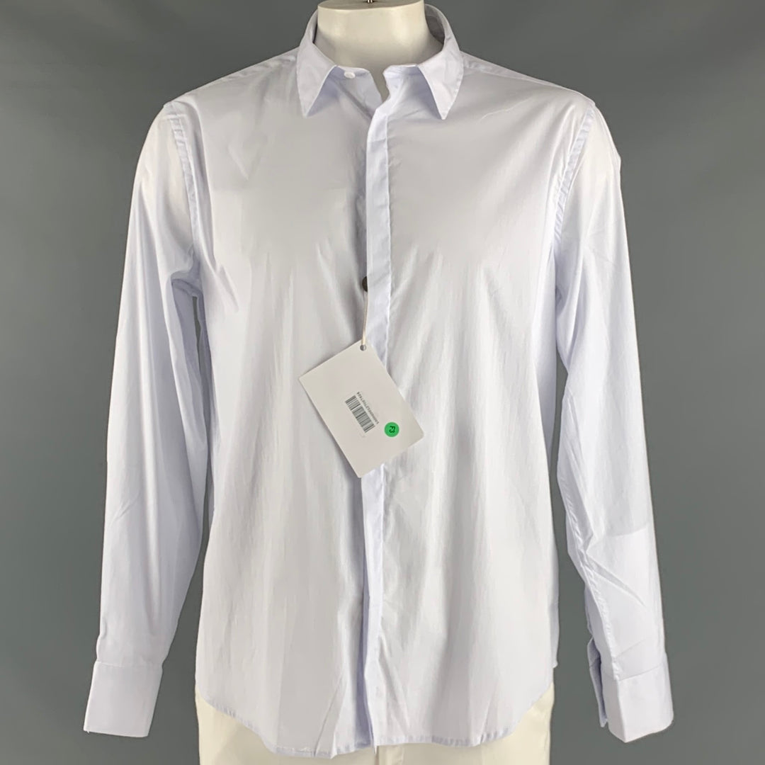 JOHN RICHMOND Taille XL Chemise à manches longues boutonnée en mélange de coton uni blanc