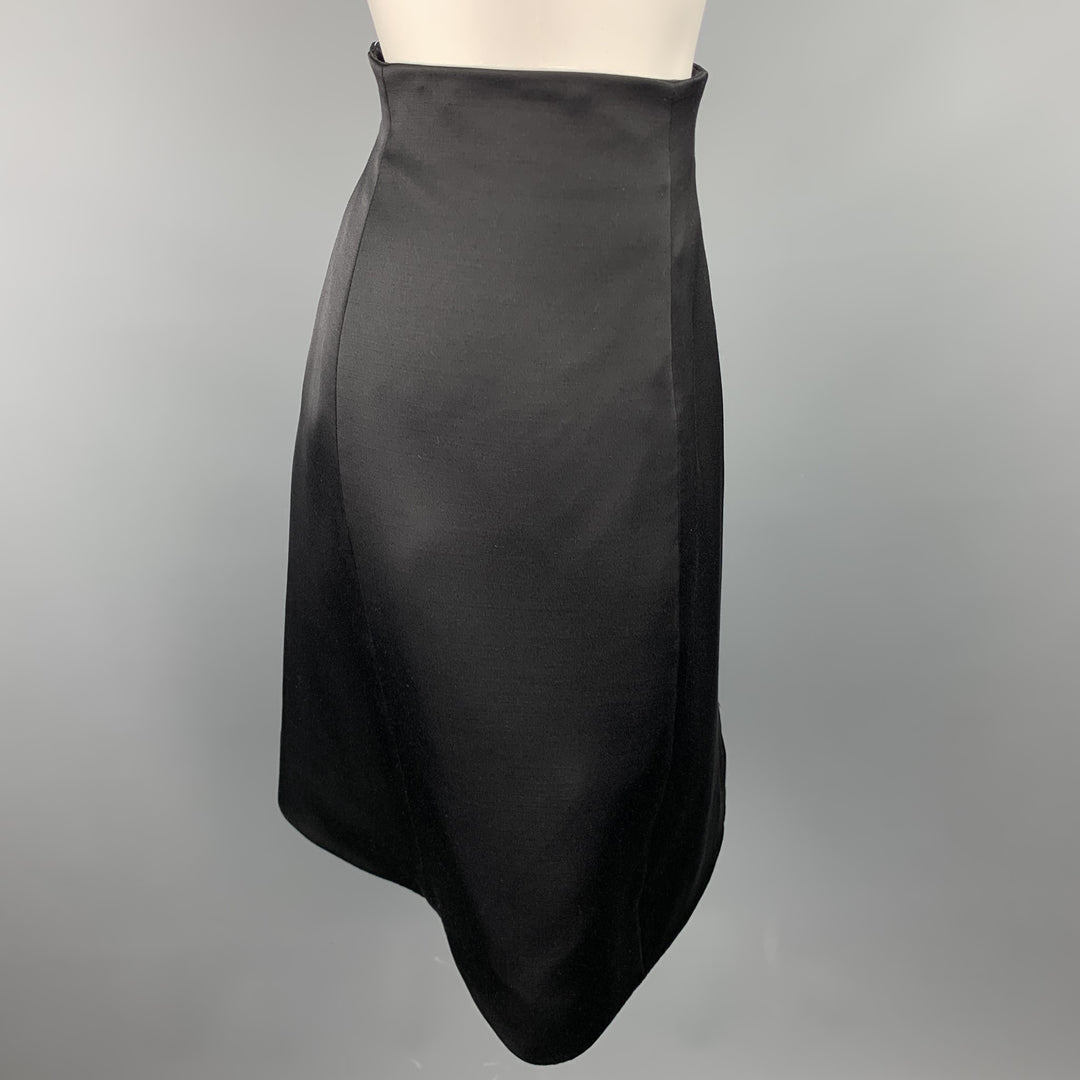 RALPH LAUREN Size 4 Black Silk Wool A-Line Skirt