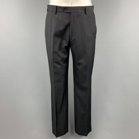 PAUL SMITH Taille 38 Costume à revers en laine à chevrons noir