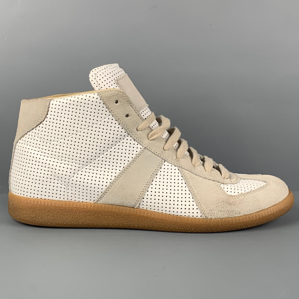 MAISON MARGIELA Size 10 White Natural Perforated Leather REPLICA Sneakers
