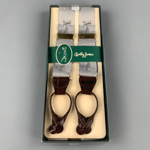 BOBBY JONES Print Grey Silk Suspenders