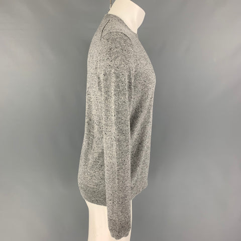 THEORY Size M Grey Black Knitted Cashmere Crew-Neck Pullover