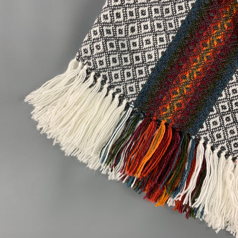 PUNANDINO Multi-Color Knitted Alpaca Fringe Poncho