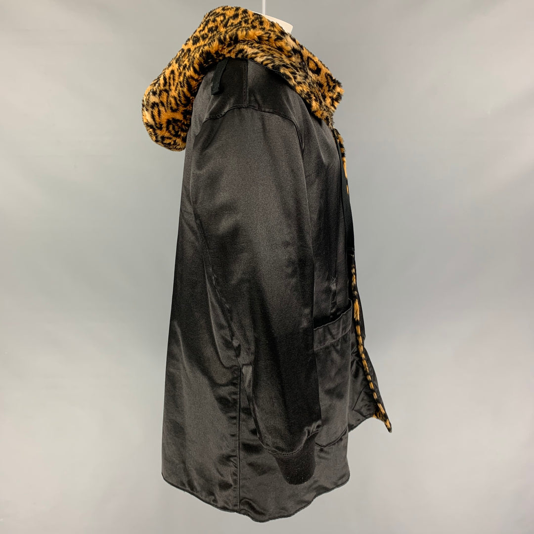 ENGINEERED GARMENTSSize L Black Tan Animal Print Polyester / Cotton Coat