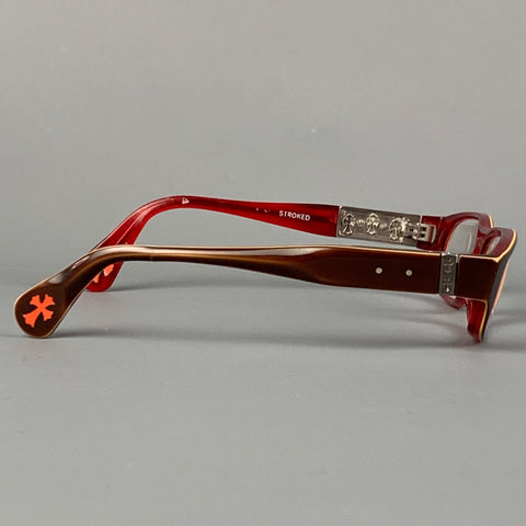 CHROME HEARTS Burgundy Silver Acetate Stroked Eyewear