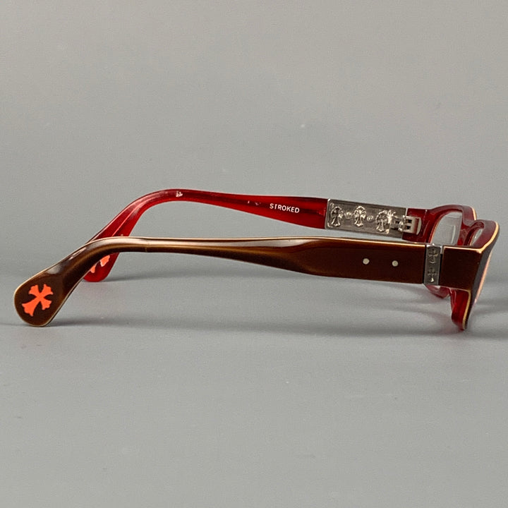 CHROME HEARTS Burgundy Silver Acetate Stroked Eyewear