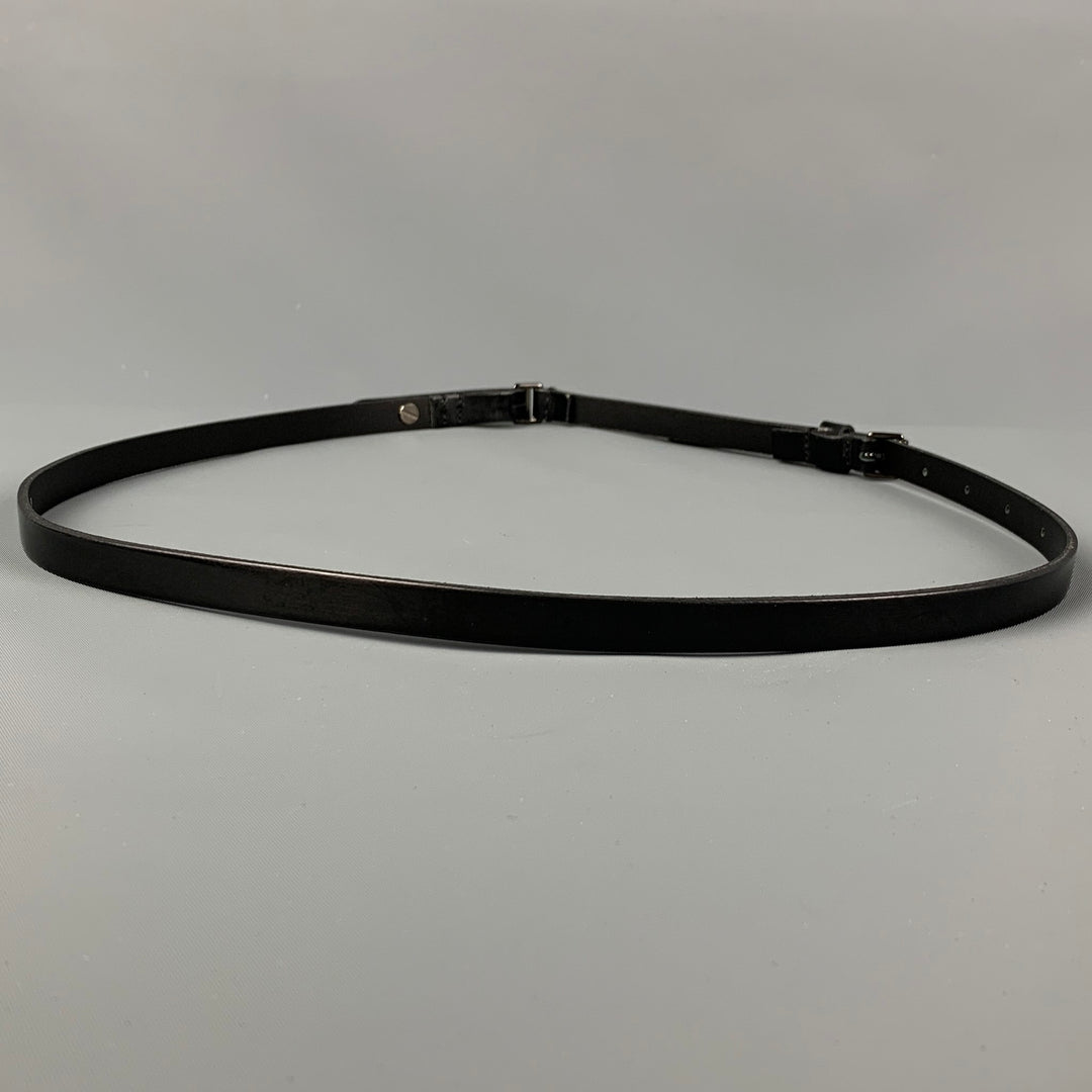BURBERRY Size 2 Black Leather Skinny Belt