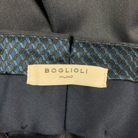 BOGLIOLI Size 30 Navy Virgin Wool Flat Front Dress Pants