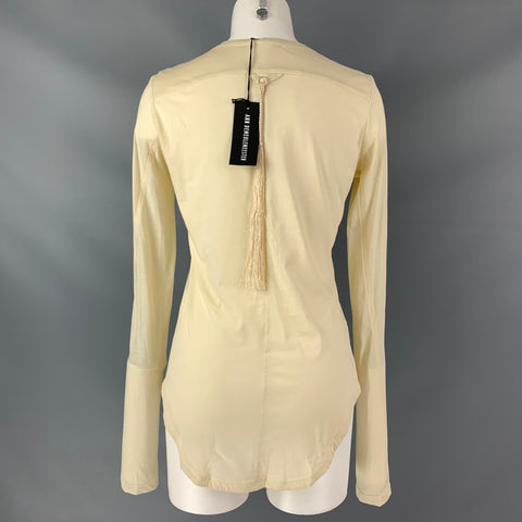 ANN DEMEULEMEESTER Size 2 Cream "Ivory Youth" Cotton Solid Long Sleeve T-Shirt