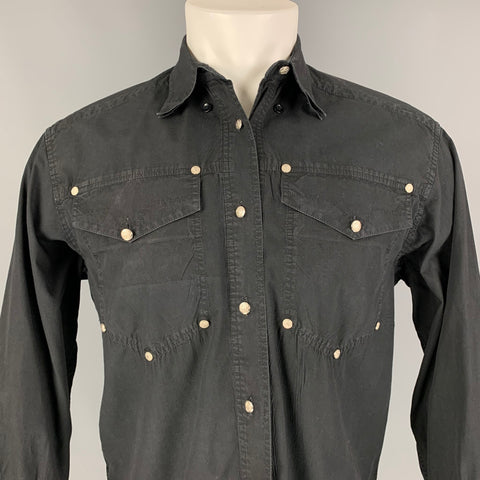 Vintage VERSACE JEANS COUTURE Size M Black Cotton Button Down Long Sleeve Shirt