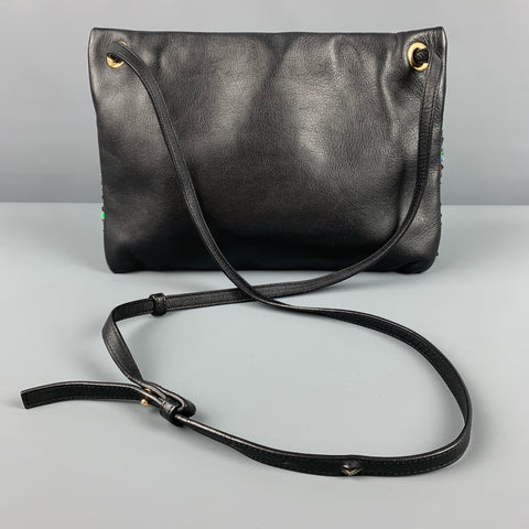 PAUL SMITH Black Green Sequined Leather Cross Body Handbag