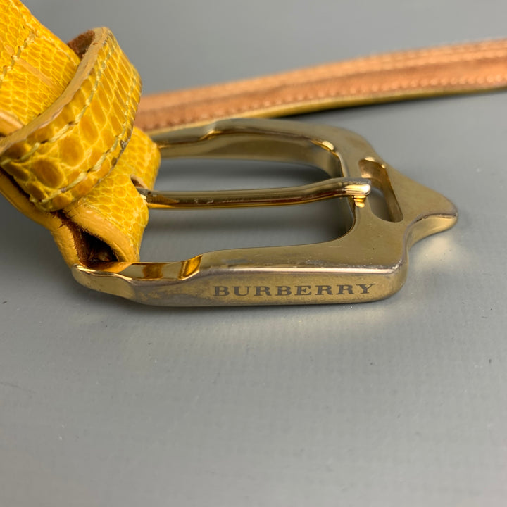 BURBERRY PRORSUM Size 32 Yellow Textured Leather Belt