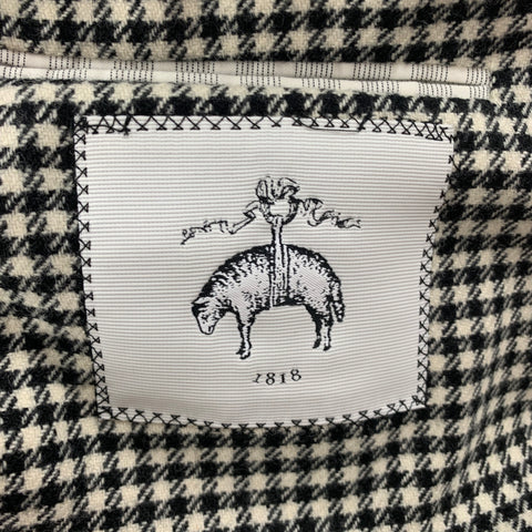 BLACK FLEECE Size 38 Black White Houndstooth Wool Notch Lapel Sport Coat