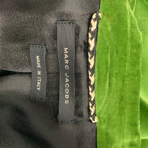 MARC JACOBS Size 42 Green Velvet Notch Lapel Cotton Sport Coat