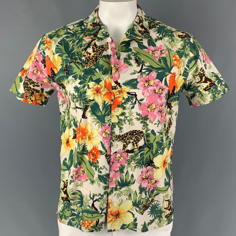 PAUL SMITH Size L Multi-Color Floral Cotton Short Sleeve Shirt