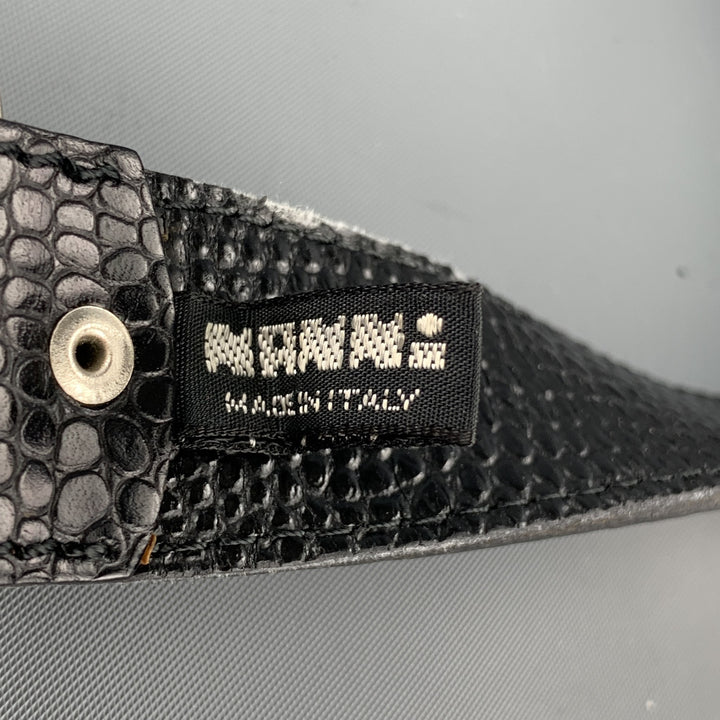 NANNI Talla 36 Cinturón de metal de cuero con tachuelas negro y plateado