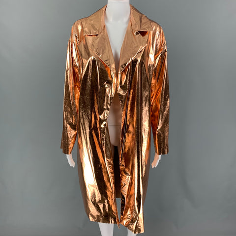 HARRIS WHARF LONDON Size 6 Copper Viscose Blend Metallic Open Front Coat