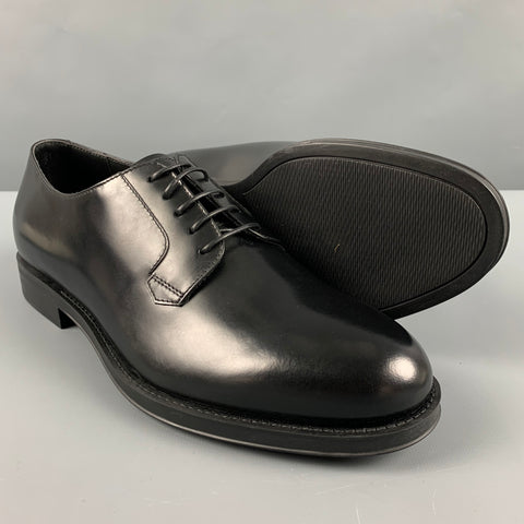 GIORGIO ARMANI Size 7 Black Leather Lace-Up Shoes