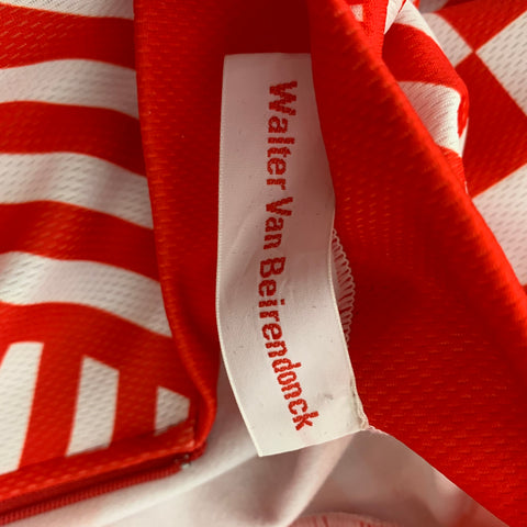 WALTER VAN BEIRENDONCK FW14 Size XL Red White Graphic Nylon Jersey Bike Top