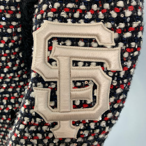 GUCCI MLB Giants Fall 2018 Size M Black Red & Silver Polyamide Embellishment Jacket