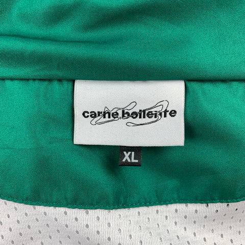 CARNE BOLLENTE Size XL Green Graphic Polyester Bomber Jacket