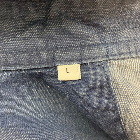 SATURDAYS NYC Size L Blue Cotton Long Sleeve Shirt