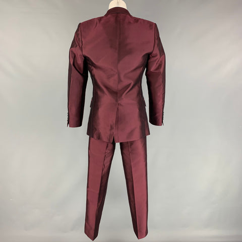 DOLCE & GABBANA Martini Size 34 Burgundy Silk Shawl Lapel Suit
