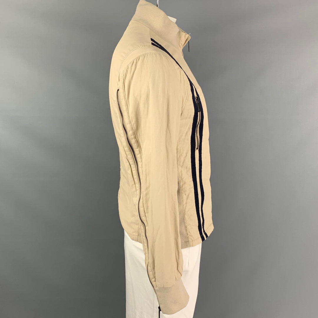 EMPORIO ARMANI Size 42 Khaki & Navy Cotton Blend Zip Up Jacket