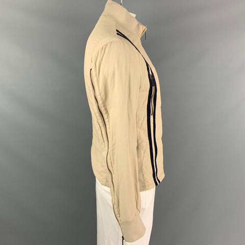 EMPORIO ARMANI Size 42 Khaki & Navy Cotton Blend Zip Up Jacket