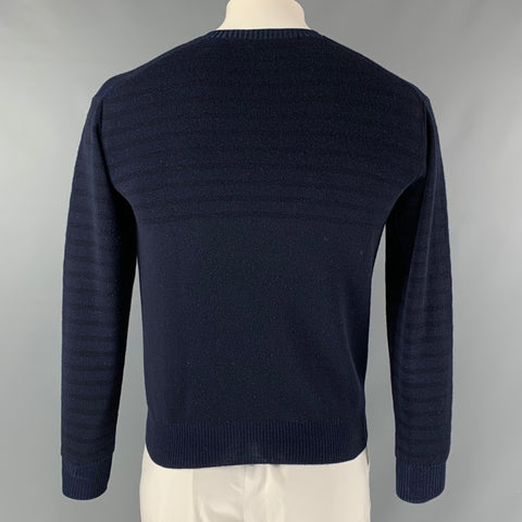 JUNYA WATANABE Size L Navy Black Stripe Wool Blend V-Neck Pullover