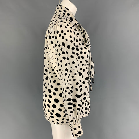 MARC JACOBS Talla 00 Blusa con lazo de lunares de seda blanco y negro