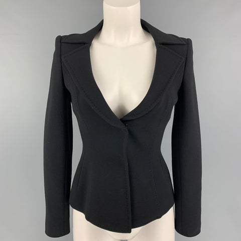 DOLCE &amp; GABBANA Taille 4 Veste en laine noire mélangée