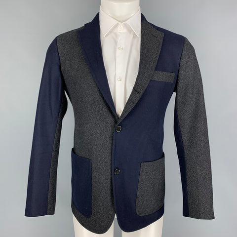 SHIPS Taille 36 Charcoal Navy Color Block Wool Notch revers Manteau de sport