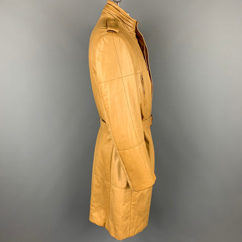 GUCCI by TOM FORD Size 44 Tan Quilted Leather Belted Hooded Coat