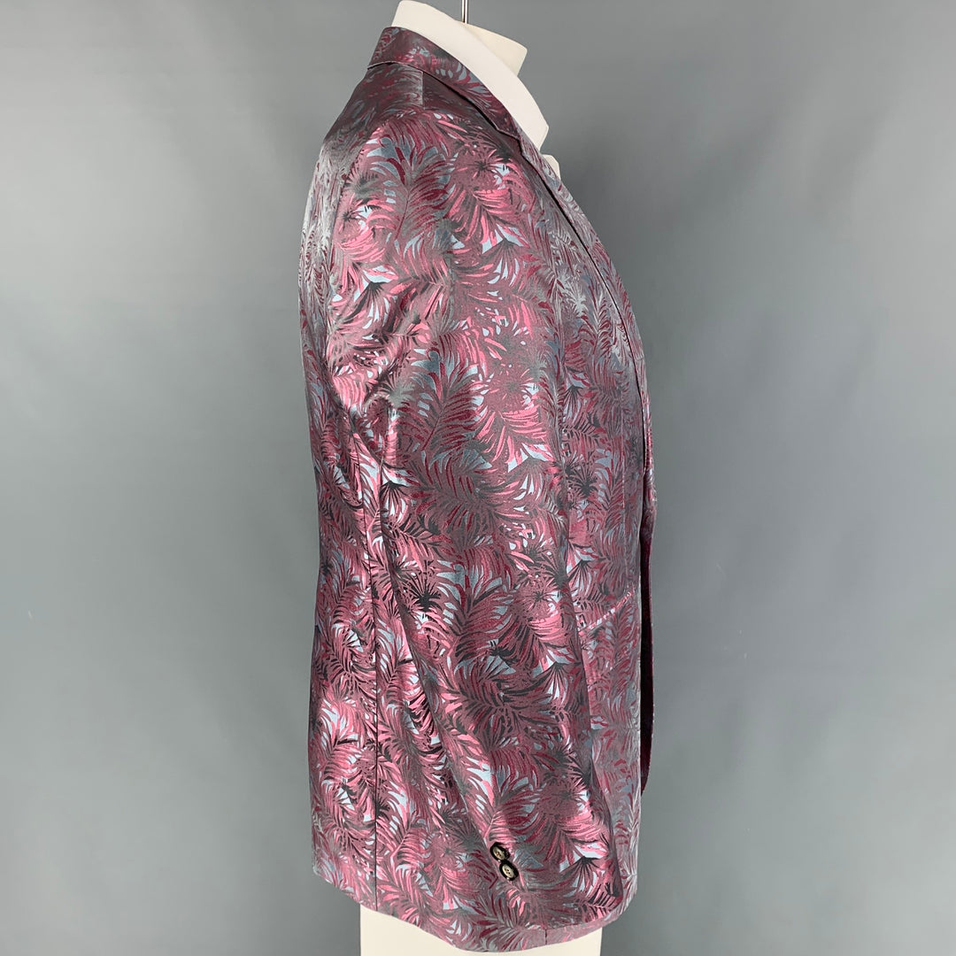 TED BAKER Size 42 Pink Steel Blue Jacquard Polyester Sport Coat