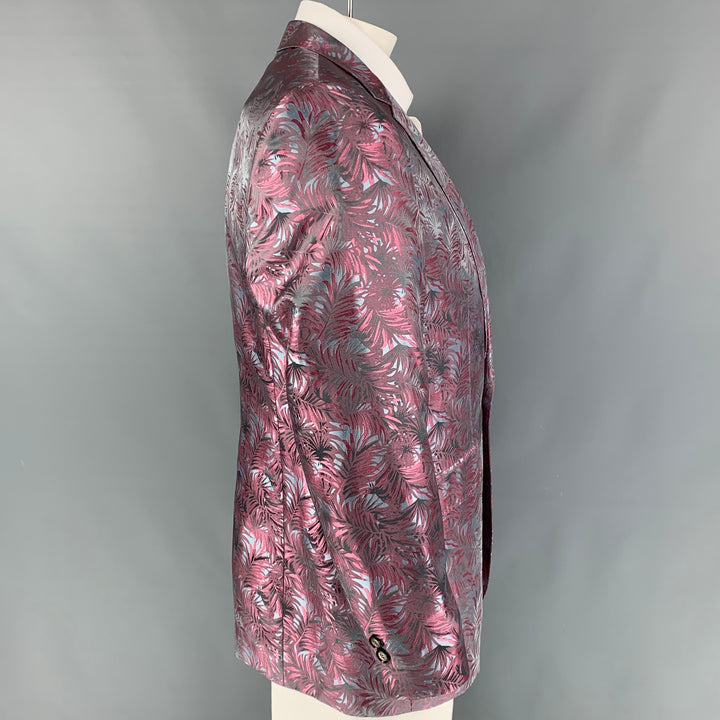 TED BAKER Size 42 Pink Steel Blue Jacquard Polyester Sport Coat