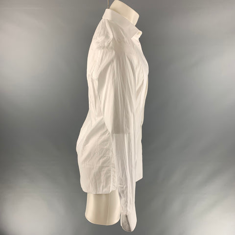 DOLCE & GABBANA Size M White Solid Cotton Tuxedo Long Sleeve Shirt