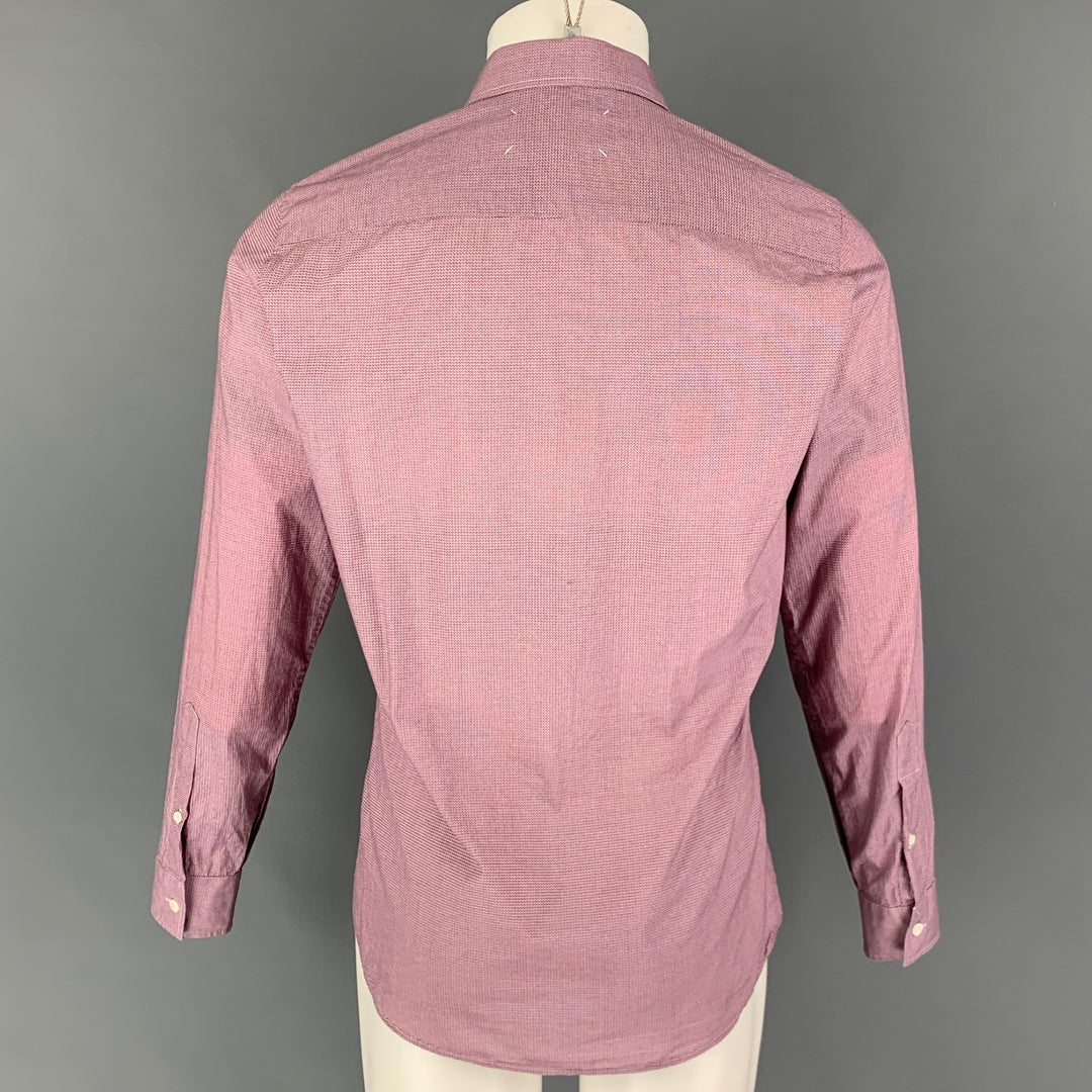 MAISON MARTIN MARGIELA Taille S Chemise à manches longues en coton rouge blanc bleu pois