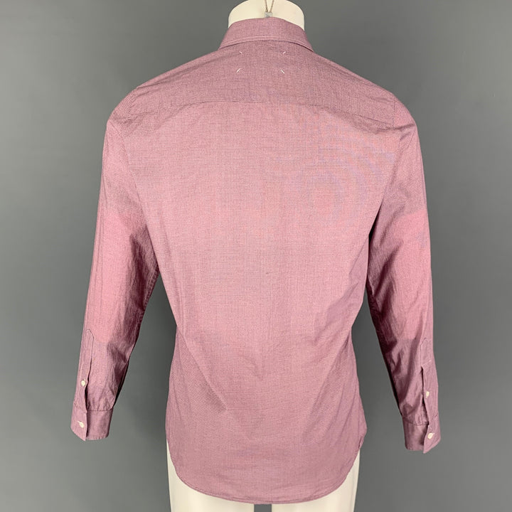 MAISON MARTIN MARGIELA Taille S Chemise à manches longues en coton rouge blanc bleu pois