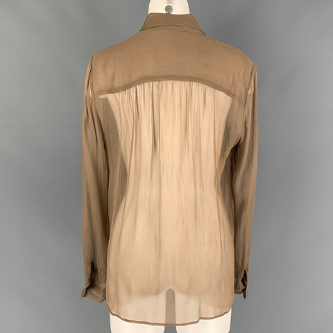 THE ROW Taille 8 Blouse à manches longues en soie kaki