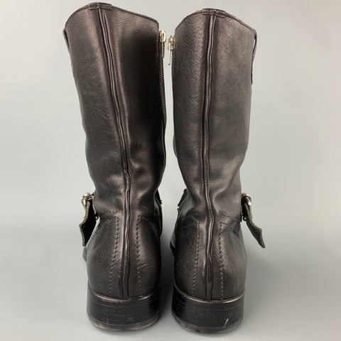 TO BOOT NY Taille 10 Bottes à fermeture éclair latérale en cuir clouté noir
