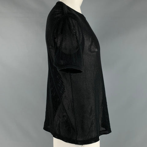 DRIES VAN NOTEN Taille XL T-shirt à col rond en coton maille noire