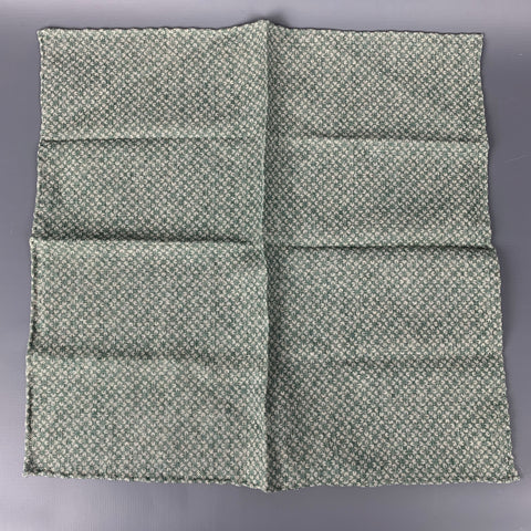 BRUNELLO CUCINELLI Pañuelo de bolsillo abstracto de lino/algodón verde y crema